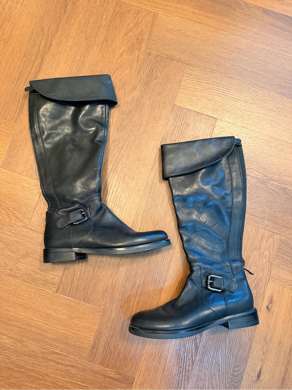 RUDSAK Black Leather Knee High Riding Boots Buckle Tall Boots EU 36 US 5.5